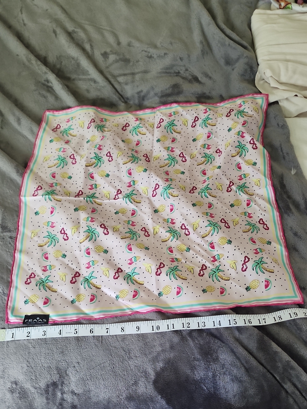 Fraas Fruit Print Scarf in Pink, Yellow and Green